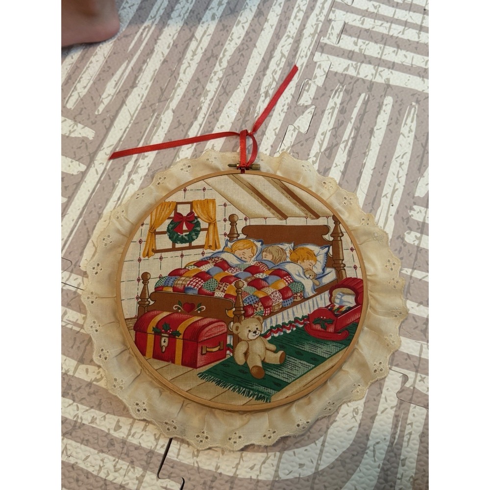 Handmade Christmas Bedroom Sleeping Kids Wall Decor with Teddy Bear